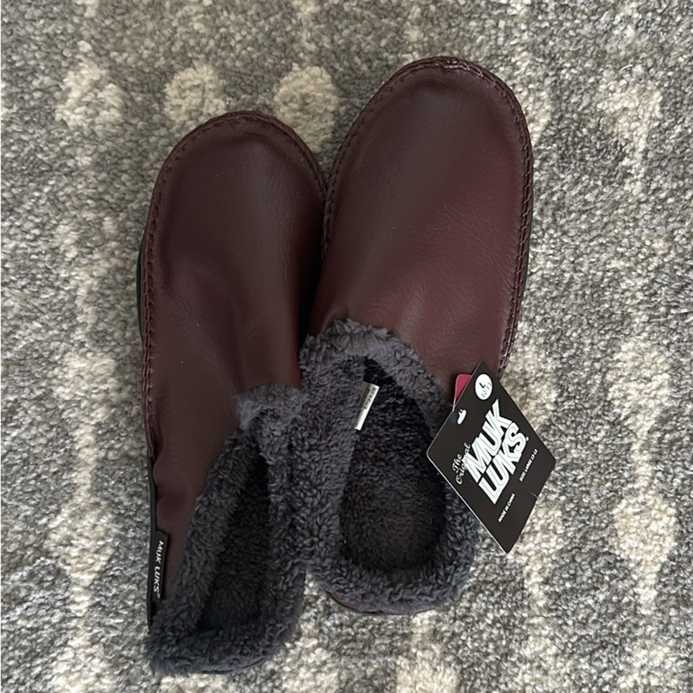 Muk Luks Dark Brown Slippers with Plush Lining